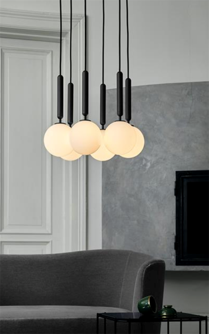 Miira 6 hanglamp, grijs/opaal