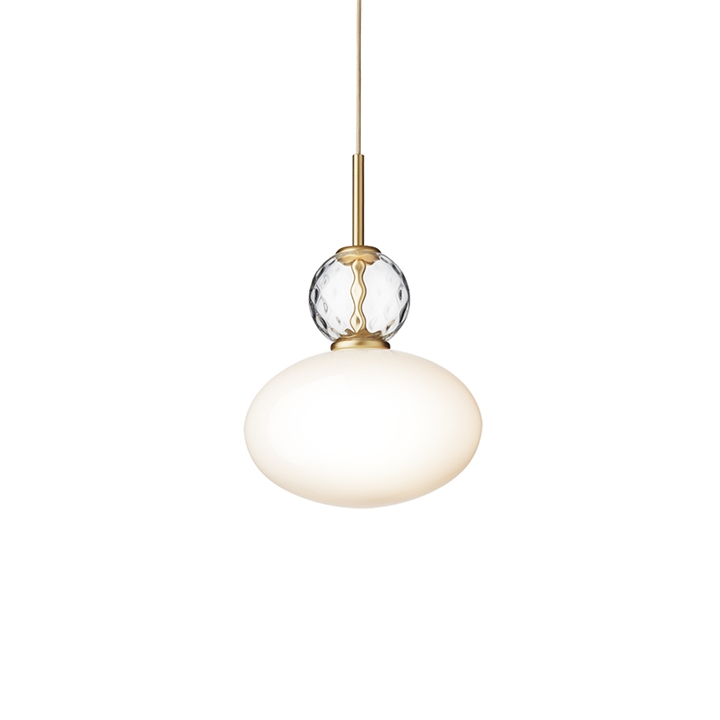 Rizzatto 32 hanglamp, satin brass/opal