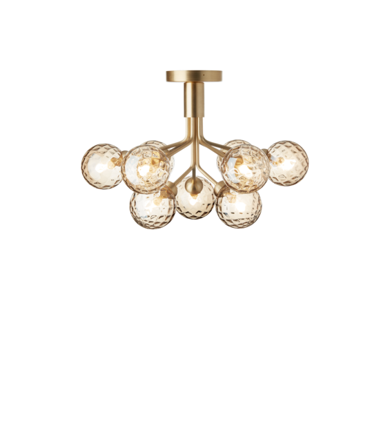 Apiales 9 plafondlamp, geborsteld messing/optisch goud glas