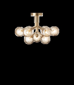 Apiales 9 plafondlamp, geborsteld messing/optisch goud glas