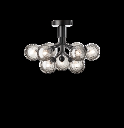 Apiales 9 plafondlamp, satijn zwart/optisch gerookt glas