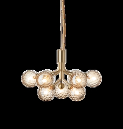 Apiales 9 kroonluchter, geborsteld messing/optic goud glas