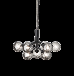 Apiales 9 kroonluchter, satijn zwart/optic smoked glas