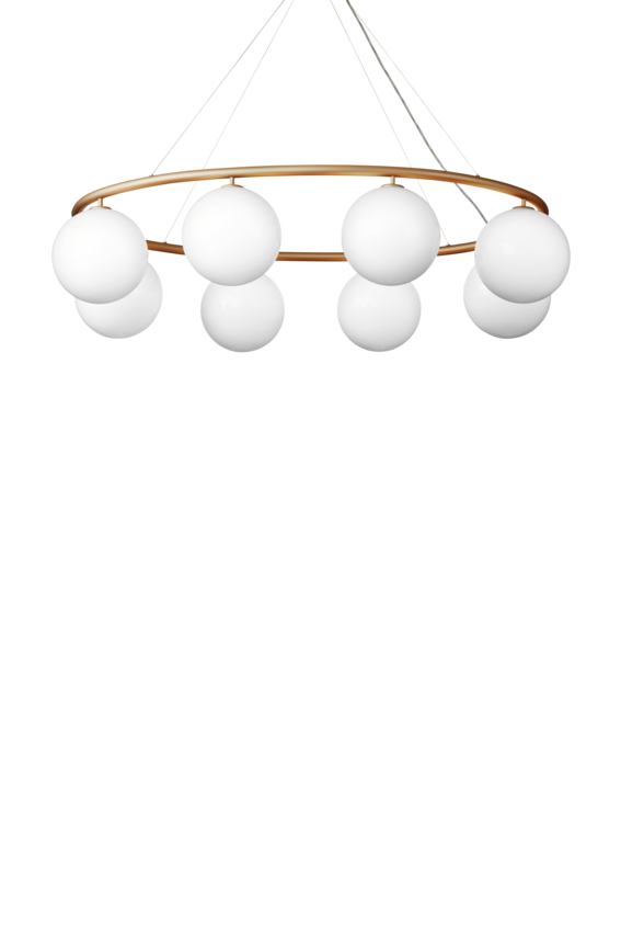 Miira 8 Oval kroonluchter, messing/opal