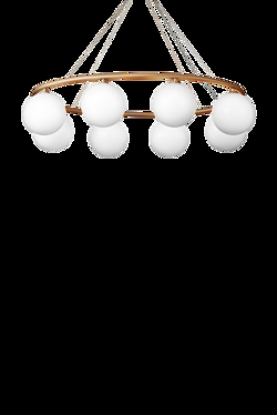 Miira 8 Oval kroonluchter, messing/opal