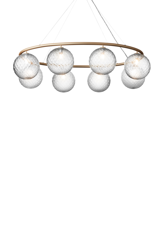 Miira 8 Oval kroonluchter, messing/helder