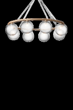 Miira 8 Oval kroonluchter, messing/helder