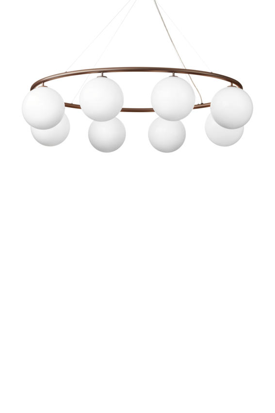 Miira 8 Oval kroonluchter, donker brons/opal