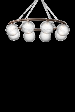 Miira 8 Oval kroonluchter, donker brons/helder