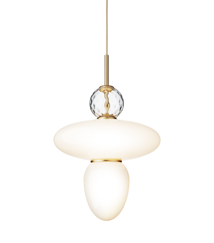Rizzatto 43 hanglamp, satin brass/opal