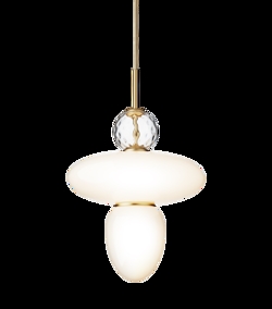 Rizzatto 43 hanglamp, satin brass/opal