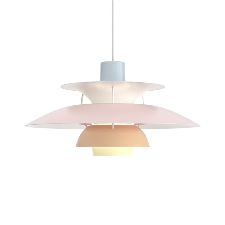 PH 5 hanglamp, pastel blauw/roze/perzik