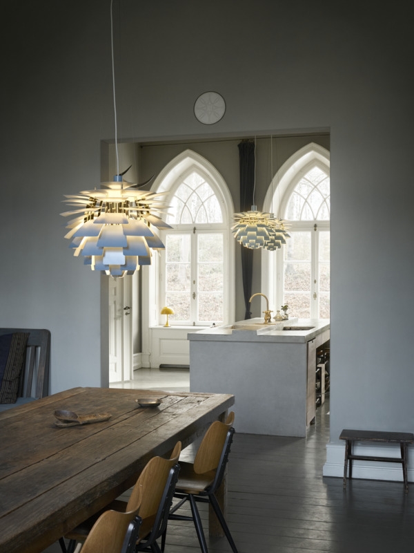 PH Artichoke Ø60 in dusty blue/messing en dusty green/messing