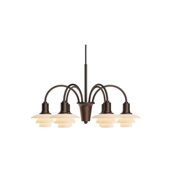 PH 1/1 kroonluchter Centenary Edition met 6 armen, aged brass/dusty terracotta