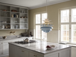 PH Snowball hanglamp, dusty blauw/messing