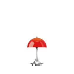 Panthella 160 Portable V3 tafel- / batterijlamp, chroom/rood opaal