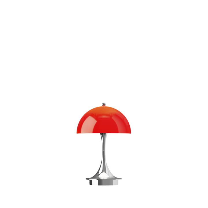 Panthella 160 Portable V3 tafel- / batterijlamp, chroom/rood opaal