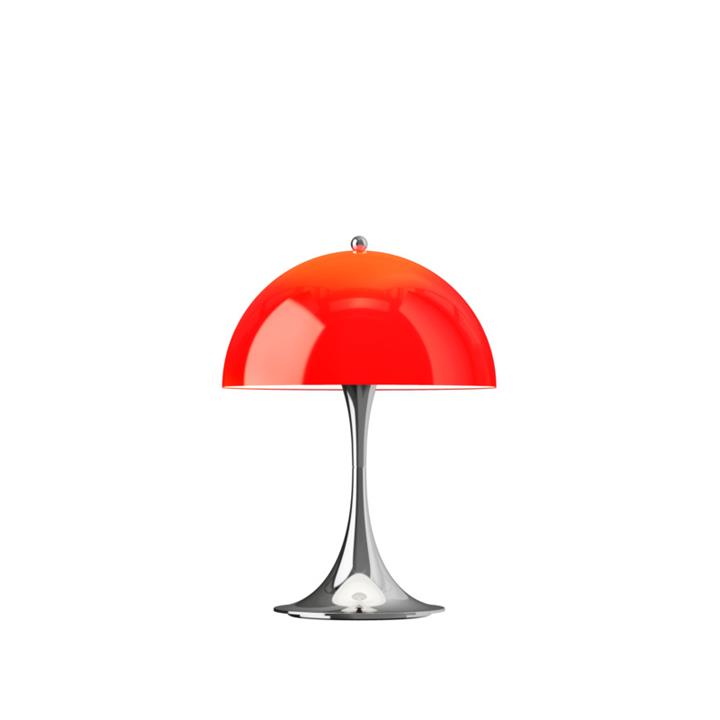 Panthella 250 Portable V3 tafel- / batterijlamp, chroom/rood opaal