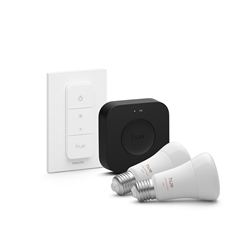 Philips Hue startset: 2 x WCA 8,1W E27 1100lm + Bridge Pro + Dimmer Switch