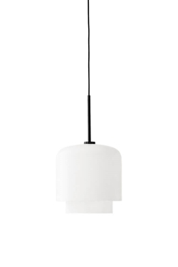 Megumi hanglamp Ø18, zwart/opal