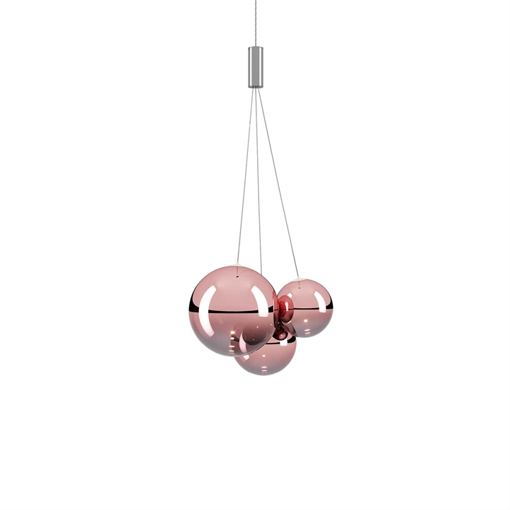 Random cluster hanglamp, roze goud