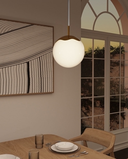 Circle of Life hanglamp Ø200 m/witte kabel, opaal/messing