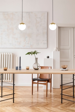 Circle of Life hanglamp Ø200 m/zwart snoer, opaal/messing