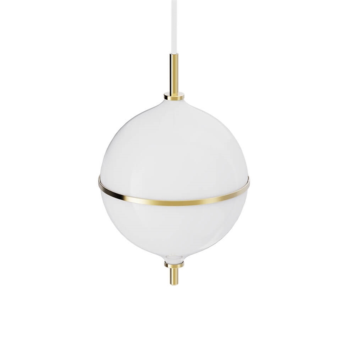 Eternal Moonlight hanglamp medium met witte kabel, opaal/messing