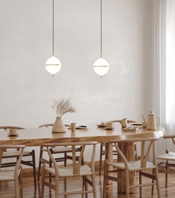 Eternal Moonlight hanglamp medium m/zwart snoer, opaal/messing