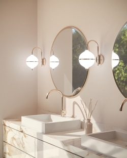 Eternal Moonlight wandlamp m/zwarte snoer, opaal/messing