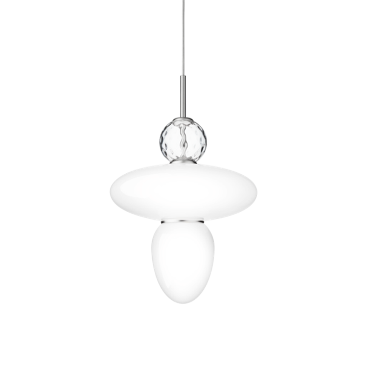 Rizzatto 43 hanglamp, satijn zilver/opaal