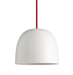 Super215 hanglamp, opaal/rode kabel