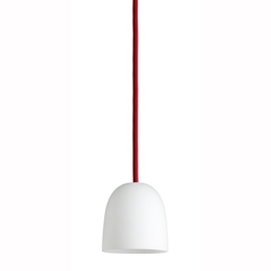 Super90 hanglamp, opaal/rode kabel