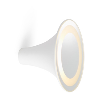 Sirens Wandlamp Ø21 met mat glas en grote spiegel, Wit