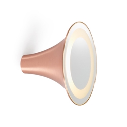 Sirens Wandlamp Ø21 met frosted glas en grote spiegel, Koper