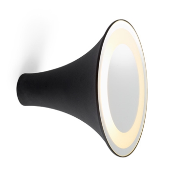 Sirens Wandlamp Ø26,5 met frosted glas en grote spiegel, zwart