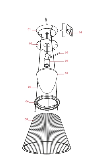 Reserveonderdeel: Plastic onderdeel in baldakijn voor Flos Romeo Moon S2