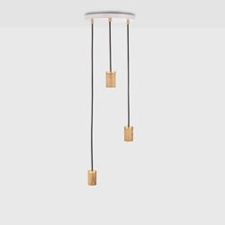 Tala Triple hanglamp (fitting), wit/eiken