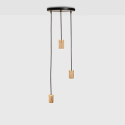 Tala Triple hanglamp (fitting), zwart/eiken