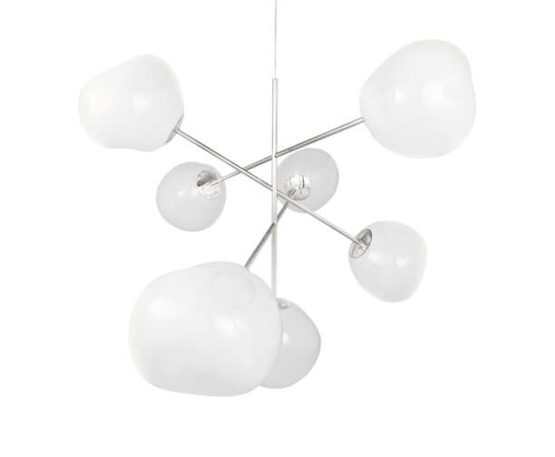 Melt grote kroonluchter, opaal/zilver