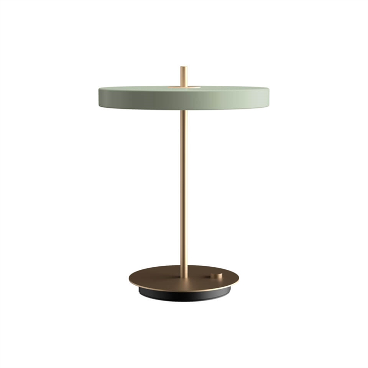 Asteria tafellamp m/USB, olive groen/messing