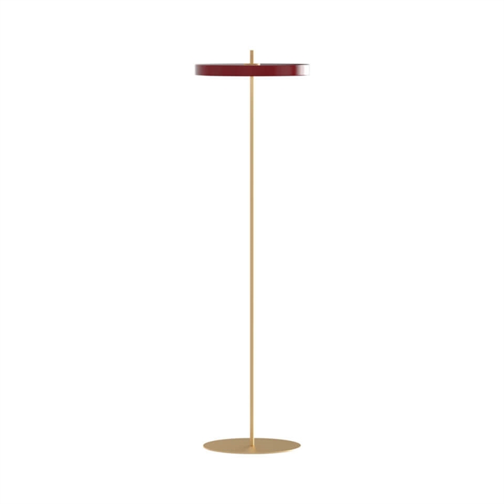 Asteria vloerlamp, ruby rood/messing