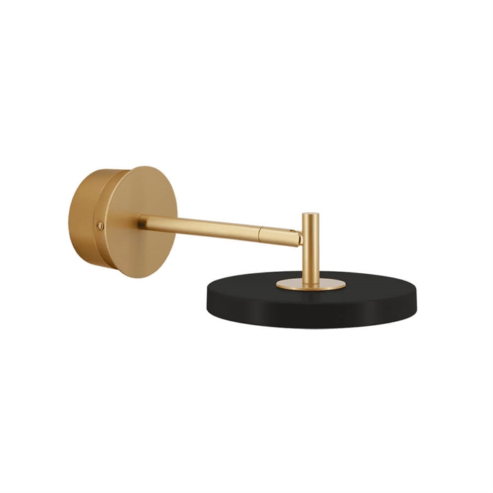 Asteria wandlamp kort hardwired, zwart/messing