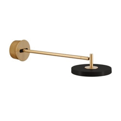 Asteria wandlamp lang hardwired, zwart/messing