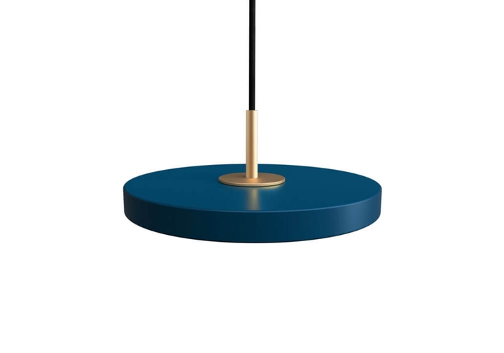 Asteria micro hanglamp, petrol blauw/messing