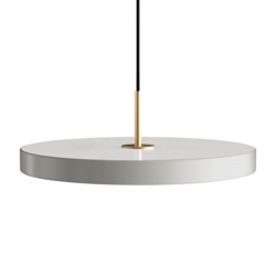 Asteria medium hanglamp, mist grijs/messing