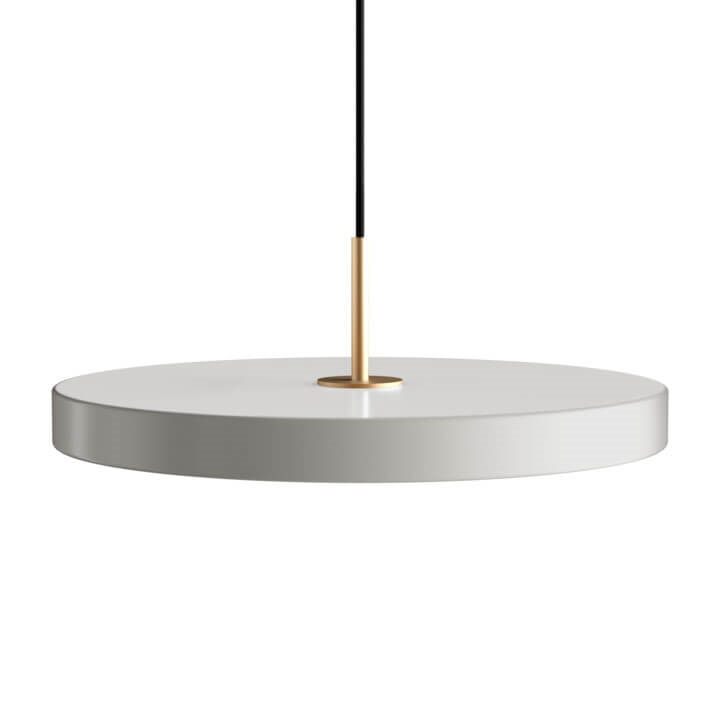 Asteria medium hanglamp, mist grijs/messing