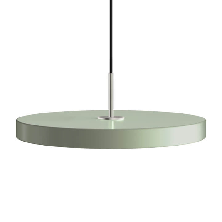 Asteria medium hanglamp, olijfgroen/staal