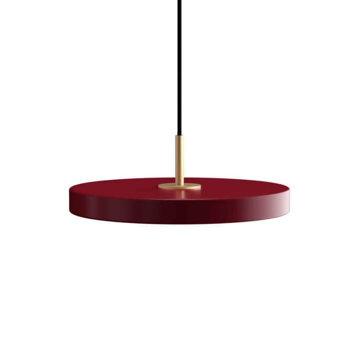 Asteria mini hanglamp, robijnrood/messing