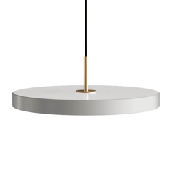 Asteria Plus medium hanglamp, mist grijs/messing